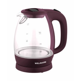 Чайник электрический WILLMARK WEK-1705GC, стекло, 1.7 л, 2200 Вт, LED-подсветка, вишневый