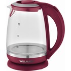 Чайник электрический WILLMARK WEK-2005G, стекло, 2 л, 2200 Вт, LED-подсветка, бордовый 7782054 - фото 10696795