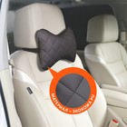 Подушка Siger «Автомобильная косточка», на подголовник автомобиля, гладкая экокожа, ромб, чёрный - Фото 5