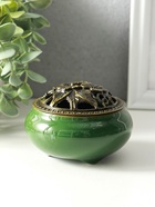 Курильница для благовоний, подставка для конусов TAKE IT EASY «Нефрит», 9.5×7 см, керамика, зелёная - Фото 1