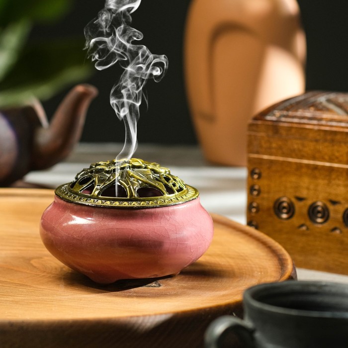 Курильница для благовоний, подставка для конусов TAKE IT EASY «Чароит», 9.5×7 см, керамика, сиреневая - Фото 1