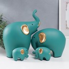 Сувенир керамика "Четыре слона" зелёные набор 4 шт 7,5х9,5 17х21 27х22,5 см - фото 2092761