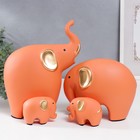 Сувенир керамика "Четыре слона" оранж набор 4 шт 7,5х9,5 17х21 27х22,5 см - фото 2092765