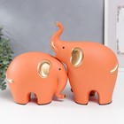 Сувенир керамика "Четыре слона" оранж набор 4 шт 7,5х9,5 17х21 27х22,5 см - фото 21521741