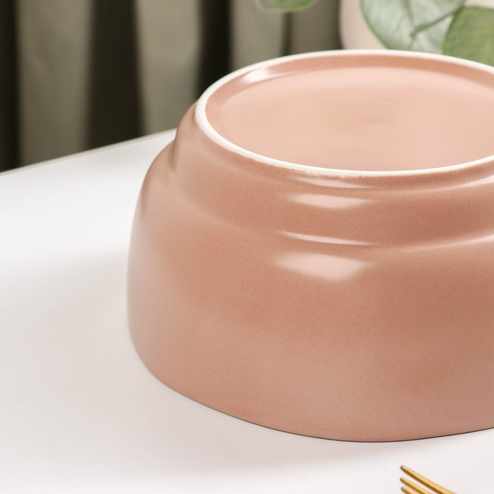 Салатник керамический «Крем», 1,2 л, d=17,3 см, цвет розовый - фото 1908856041