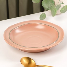 Тарелка керамическая глубокая «Крем», 380 мл, d=21,2 см, цвет розовый