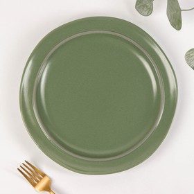 Тарелка керамическая обеденная «Крем», d=24,7 см, цвет зелёный