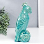 Сувенир керамика "Попугай" бирюзовый шамот 28х11х12 см - фото 6563045