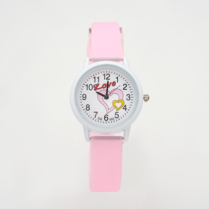 Часы наручные детские Love, d-2.6 см, розовые - Фото 1