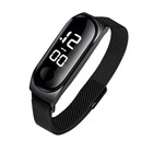 Часы наручные электронные, магнитный браслет, черные - Фото 1