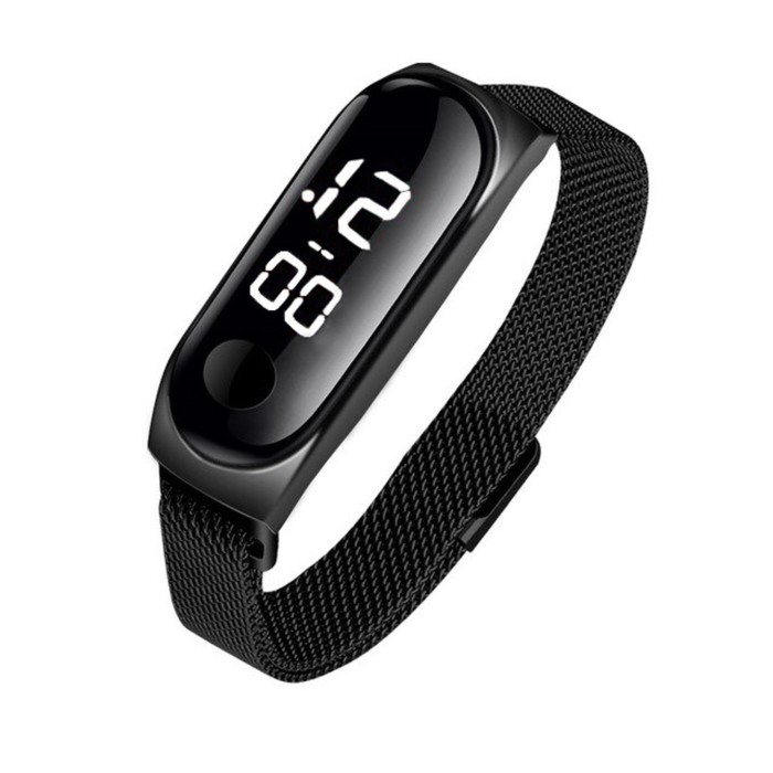 Часы наручные электронные, магнитный браслет, черные - Фото 1