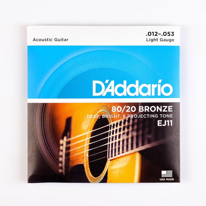 Струны для акустической гитары Light 12-53 D`Addario EJ11 BRONZE 80/20, бронза - Фото 1