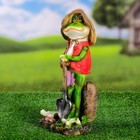Садовая фигура "Лягушонок садовник" 17x12x33см - фото 24686068