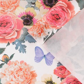 Бумага упаковочная крафтовая «Цветы», 50 × 70 см