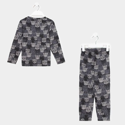 Пижама для мальчика (лонгслив, брюки) KAFTAN «Роботы», серая, рост 122-128 см