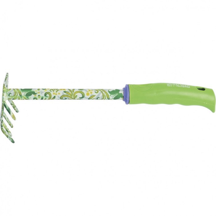 Грабли прямые, 5 зубьев, длина 31 см, стальные, пластиковая ручка, FLOWER GREEN - Фото 1