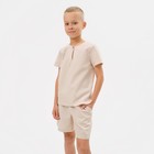 Комплект для мальчика (рубашка, шорты) MINAKU: Cotton Collection цвет бежевый, рост 110 - фото 321324624