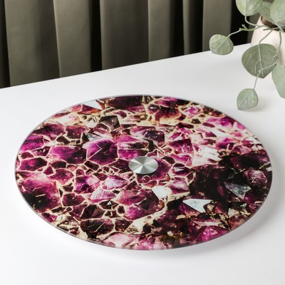 Подставка стеклянная для торта вращающаяся Доляна «Фиолетовый аметист», d=32 см ㅤ