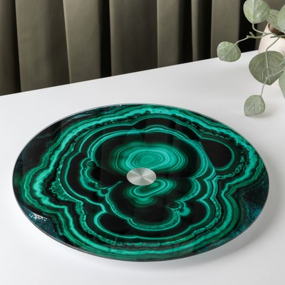 Подставка стеклянная для торта вращающаяся Доляна «Малахит», d=32 см, цвет зелёный