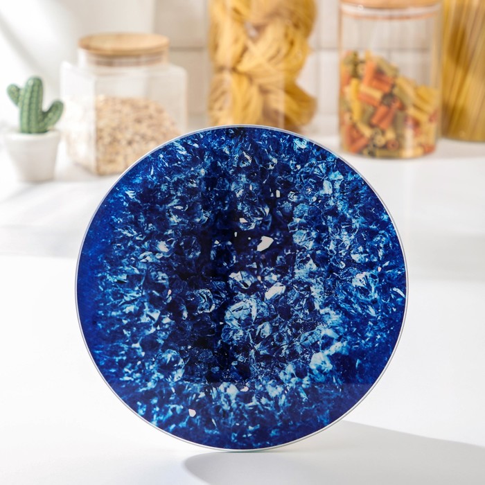 Доска разделочная стеклянная Доляна «Голубой Агат», d=20 см, цвет синий - Фото 1