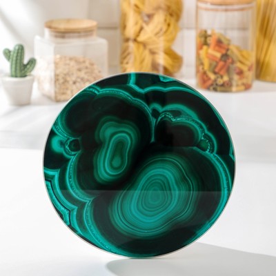 Доска разделочная Доляна «Малахит», d=20 см, стекло, зелёная