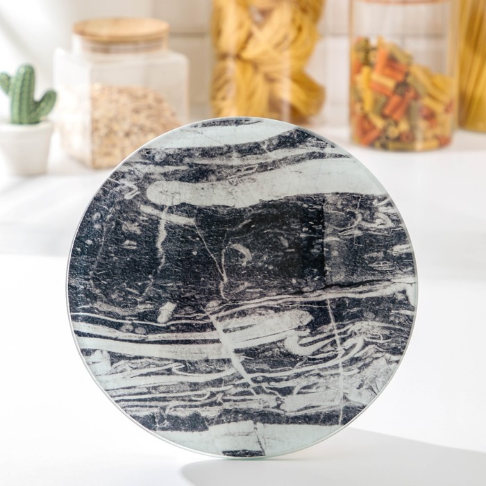 Доска разделочная стеклянная Доляна «Малахит», d=20 см, цвет серый - Фото 1