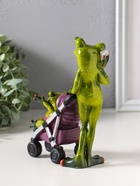 Фигурка полистоун лак «Лягуха: Мамочка с малышом в коляске», 16.7×6.3×15.5 см - Фото 3