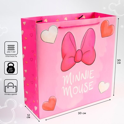 Пакет ламинированный, 30 х 30 х 12 см "There's only one Minnie", Минни Маус