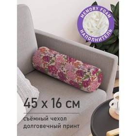 Подушка валик «Множество роз, декоративная, размер 16х45 см