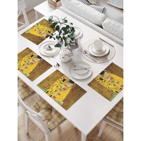 Комплект салфеток для сервировки стола «Густав Климт Поцелуй», прямоугольные, размер 32х46 см, 4 шт