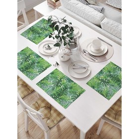Комплект салфеток для сервировки стола «Тропические листья», прямоугольные, размер 32х46 см, 4 шт
