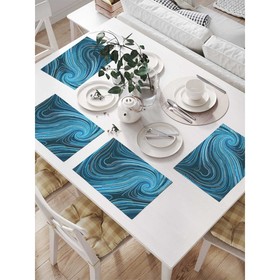 Комплект салфеток для сервировки стола «Синие вихри», прямоугольные, размер 32х46 см, 4 шт