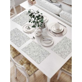Комплект салфеток для сервировки стола «Нарисованные тропические листья», прямоугольные, размер 32х46 см, 4 шт