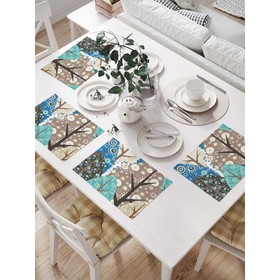 Комплект салфеток для сервировки стола «Лесные украшения», прямоугольные, размер 32х46 см, 4 шт