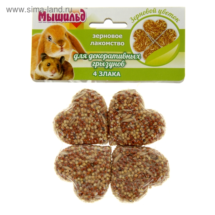 Лакомство "Мышильд" зерновой цветок для грызунов, четыре злака, вакуум. пакет, 50 г - Фото 1