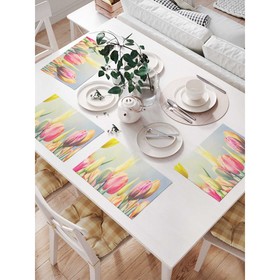 Комплект салфеток для сервировки стола «Весенние тюльпаны», прямоугольные, размер 32х46 см, 4 шт