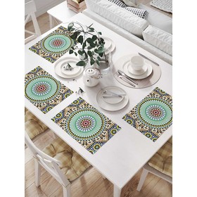 Комплект салфеток для сервировки стола «Цветной орнамент», прямоугольные, размер 32х46 см, 4 шт