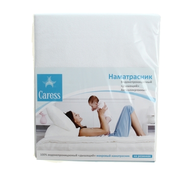 Наматрасник на резинках водонепрониц. Caress белый (махра) 160*200 см