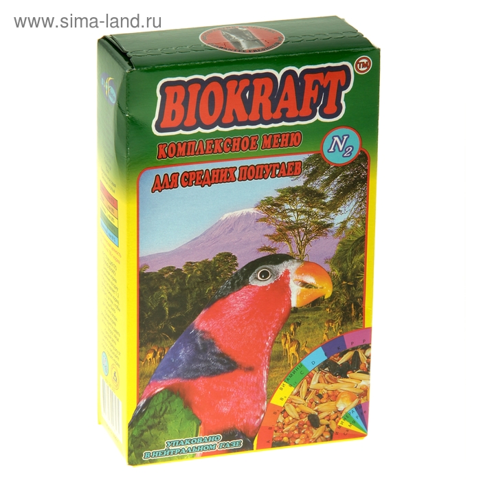 Корм Biokraft "Комплексное меню" для средних попугаев, 400 г - Фото 1