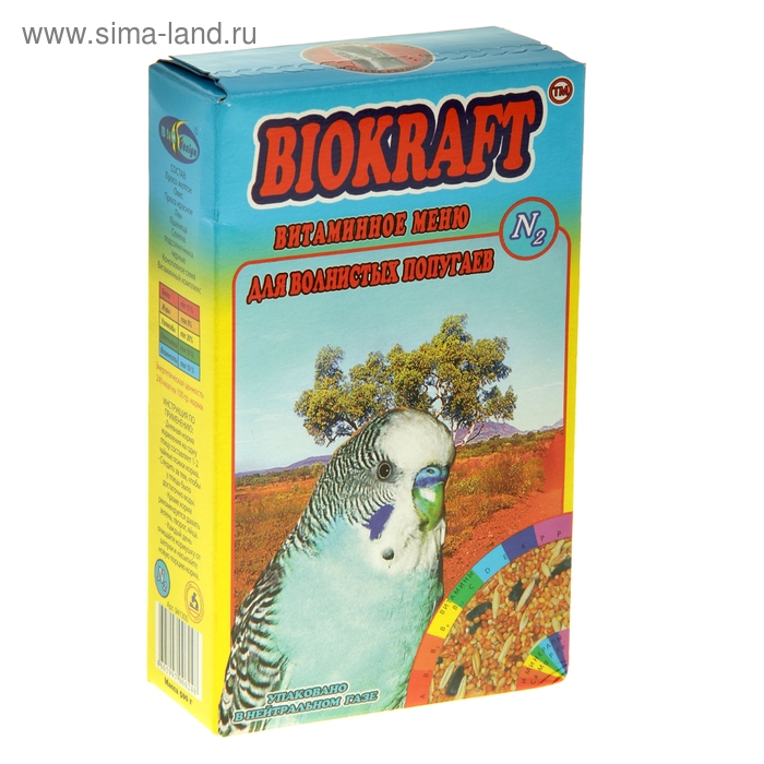 Корм Biokraft "Меню с витаминами" для волнистых попугаев, 500 г - Фото 1