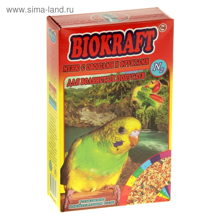 Корм Biokraft "Меню с овощами и фруктами" для волнистых попугаев, 500 г - Фото 1