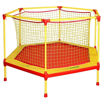 Батут-манеж Leco-IT Home, d=160 см, с внутренней защитной сеткой, жёлтый/красный