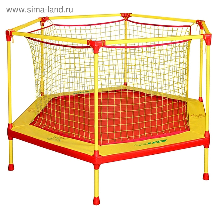 Батут-манеж Leco-IT Home, d=160 см, с внутренней защитной сеткой, жёлтый/красный - Фото 1
