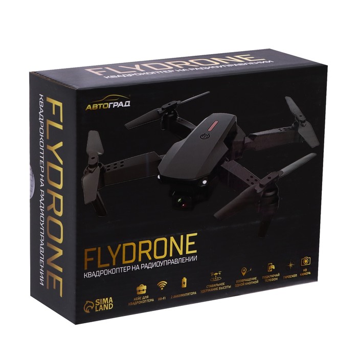 Квадрокоптер на радиоуправлении FLYDRONE, камера 1080P, барометр, Wi-Fi, 2 аккумулятора, цвет чёрный - фото 1904487756