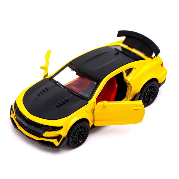 Машина металлическая «Спорт», инерция, открываются двери, багажник, цвет жёлтый - фото 1905949356