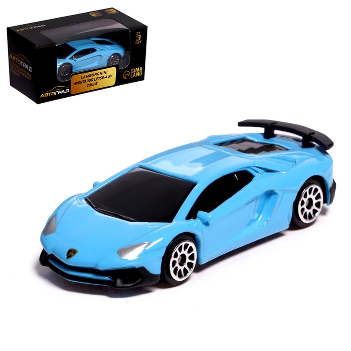 Машина металлическая LAMBORGHINI AVENTADOR LP750-4 SV, 1:64, цвет голубой - Фото 1