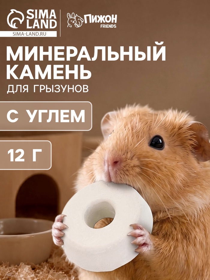 Минеральный камень «Пижон» для грызунов с углем, 12 г - Фото 1