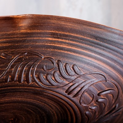 Блюдо для шашлыка "Домашние традиции", декор, красная глина, d=31 см