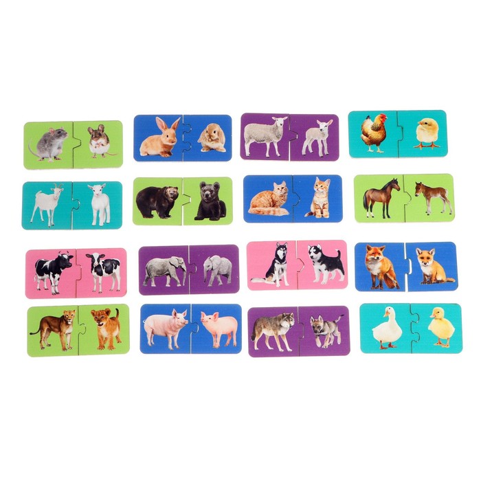 Обучающий набор «Где чей малыш?», парные пазлы + картонная книга 53345