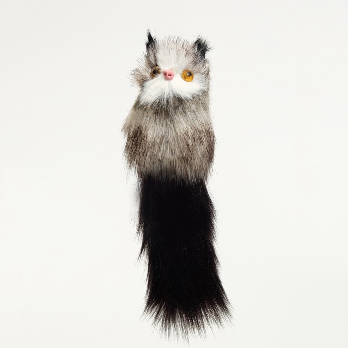 Игрушка для кошек "Кот-дружок", искусственный мех, корпус 7 см, бело-коричневая/чёрная - Фото 1